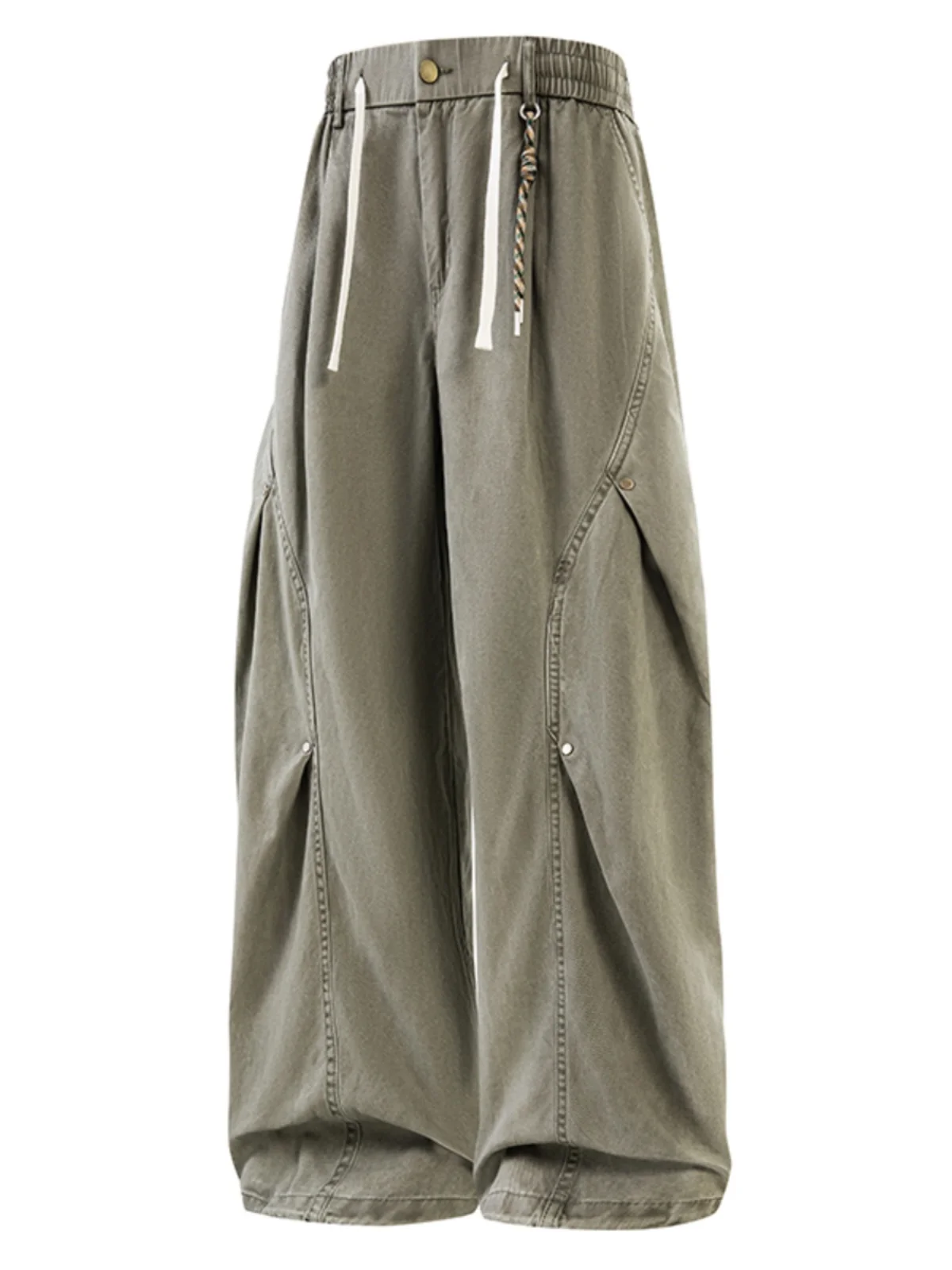 

WASSUP NURAYA Американские ретро регулируемые брюки с манжетами и ножом, мужские весенне-осенние повседневные свободные прямые хлопковые брюки