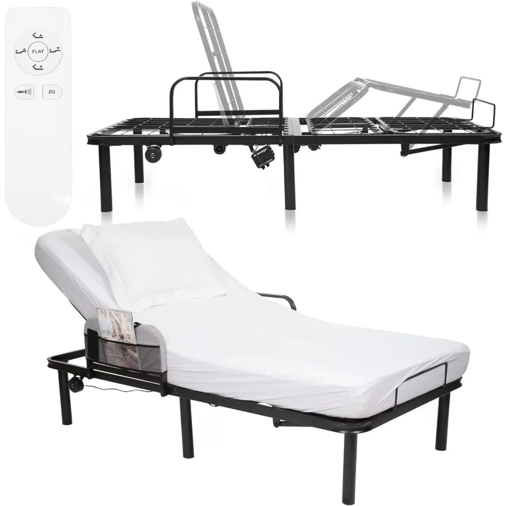 

Adjustable Bed Base Frame, Remote for Head, Leg & Foot Incline - Dual USB Ports , Twin Heavy Duty Metal Platform Bed Frame