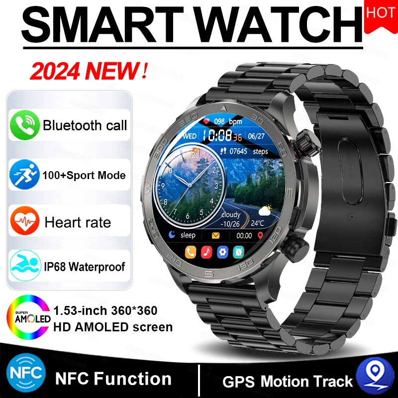 2024 New For Xiaomi Rugged Military Smart Watch Men GPS HD AMOLED Screen Heart Rate Bluetooth Call Waterproof Outdoor SmartWatch