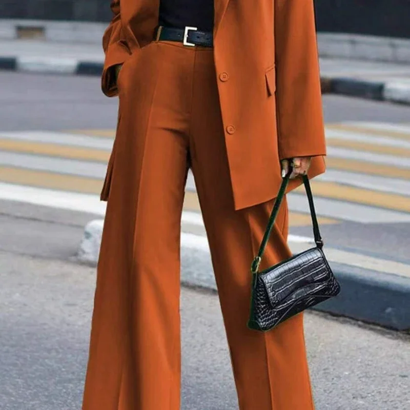 Elegant Women's Set Jacket Blazer Casual Wide Leg Pants Two-piece Outfits Fashion Trousers Set Office Business Suit Autumn 2025