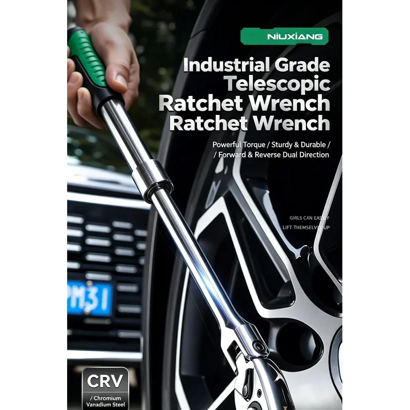 1/4 3/8 1/2 Inch Telescopic Ratchet Wrench 72-Tooth Flexible Extendable Drive Socket Spanner Hand Repair Tool