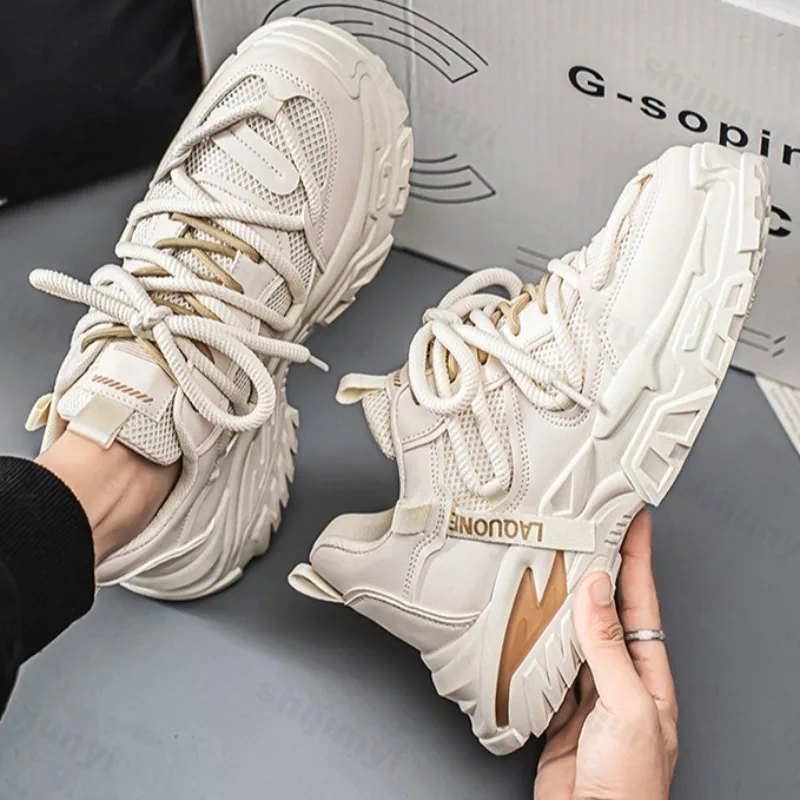 

2025 Autumn New Men's Mesh Breathable Low Top Thick Sole Sports Shoes Fashion Trend Versatile Comfortable Casual Chunky sneakers