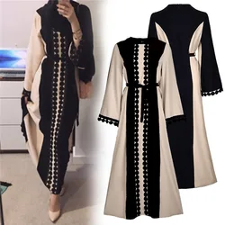 2024 Hot Middle East Lace Patchwork Arabian Robe Long Dress Dubai Travel Dress