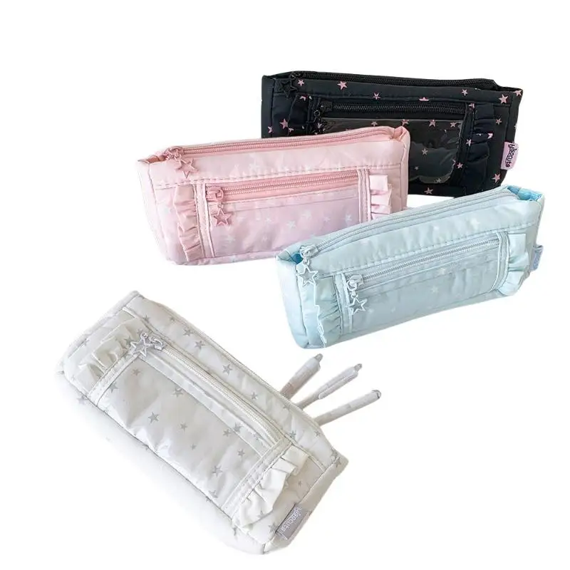 New Transparent Window Pencil Case Large Capacity Badge Display Multifunctional Stationery Storage Pouch