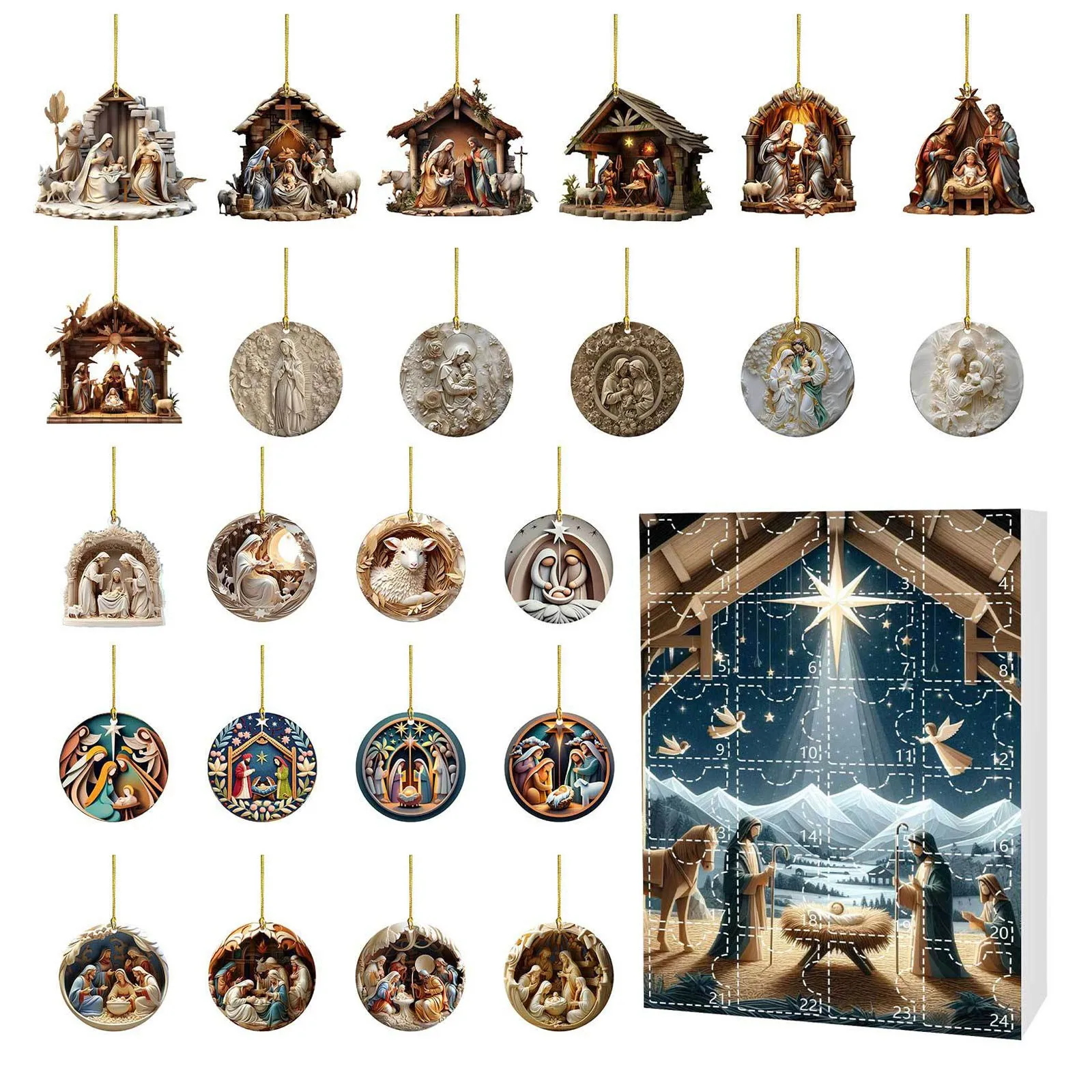 Conto alla rovescia per Natale per bambini Decorazioni per l'albero di Natale Calendario dell'Avvento 2024 Decorazioni natalizie Scena Grande cronometro Orologio