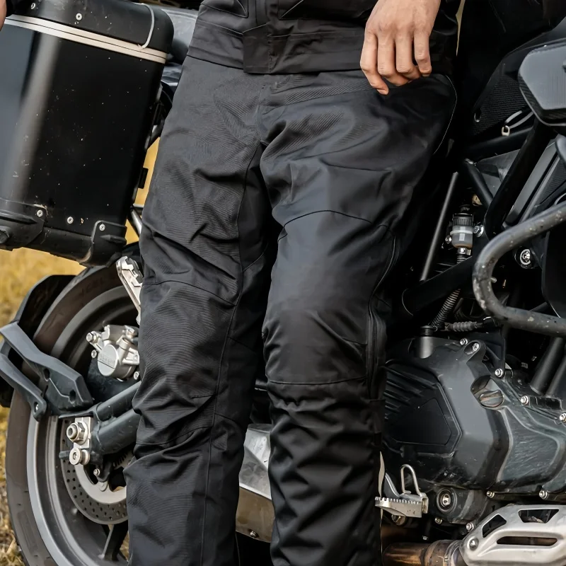 Winter Moto Quick‑Release Riding Pants, Waterproof Windproof Thermal Motorcycle Trousers with Knee Protector for Touring Commute