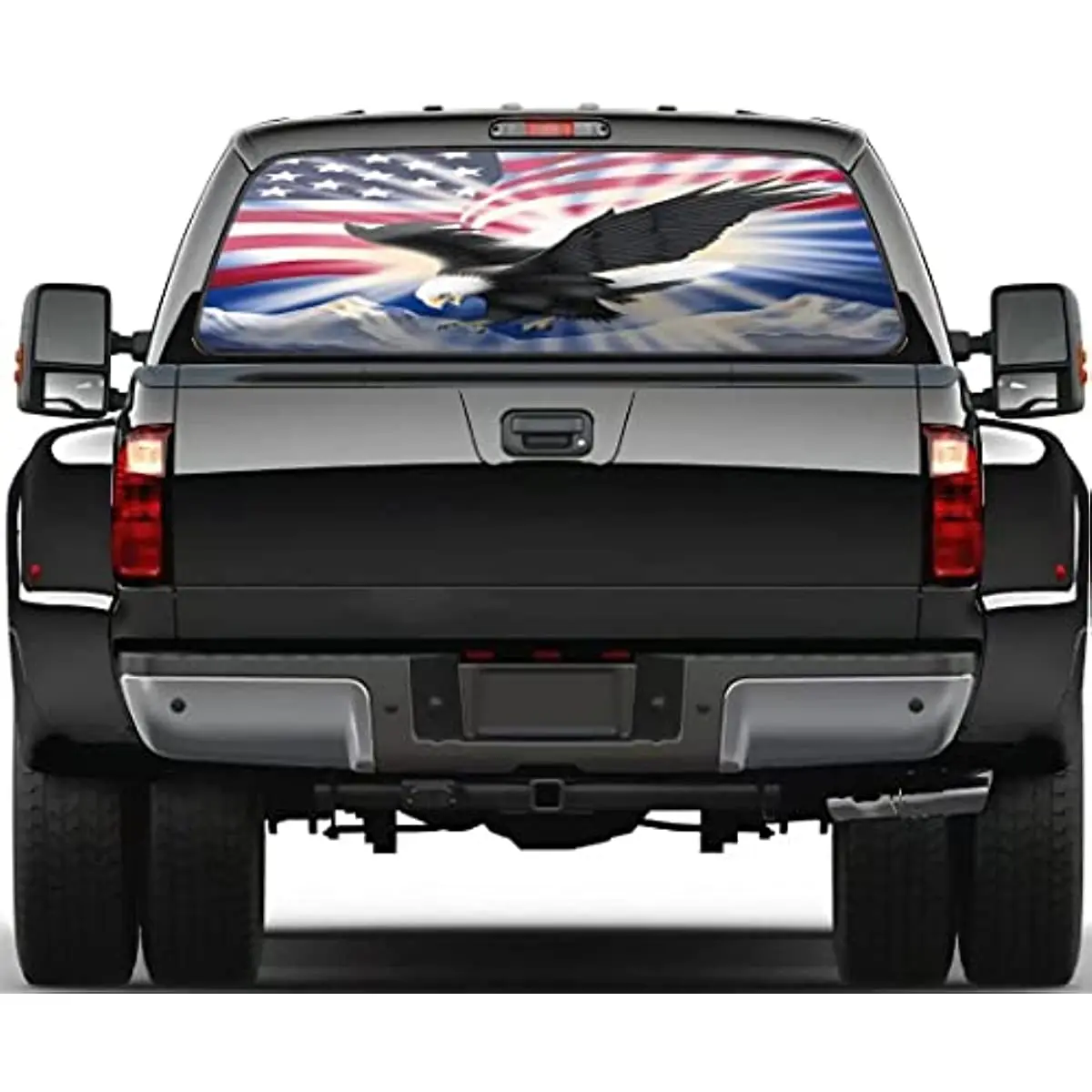 

Rear Window Decals - Patriotic Eagle with American Flag , Animal Car Rear Window Decal Cover, Back Window Stickers for Car Truck