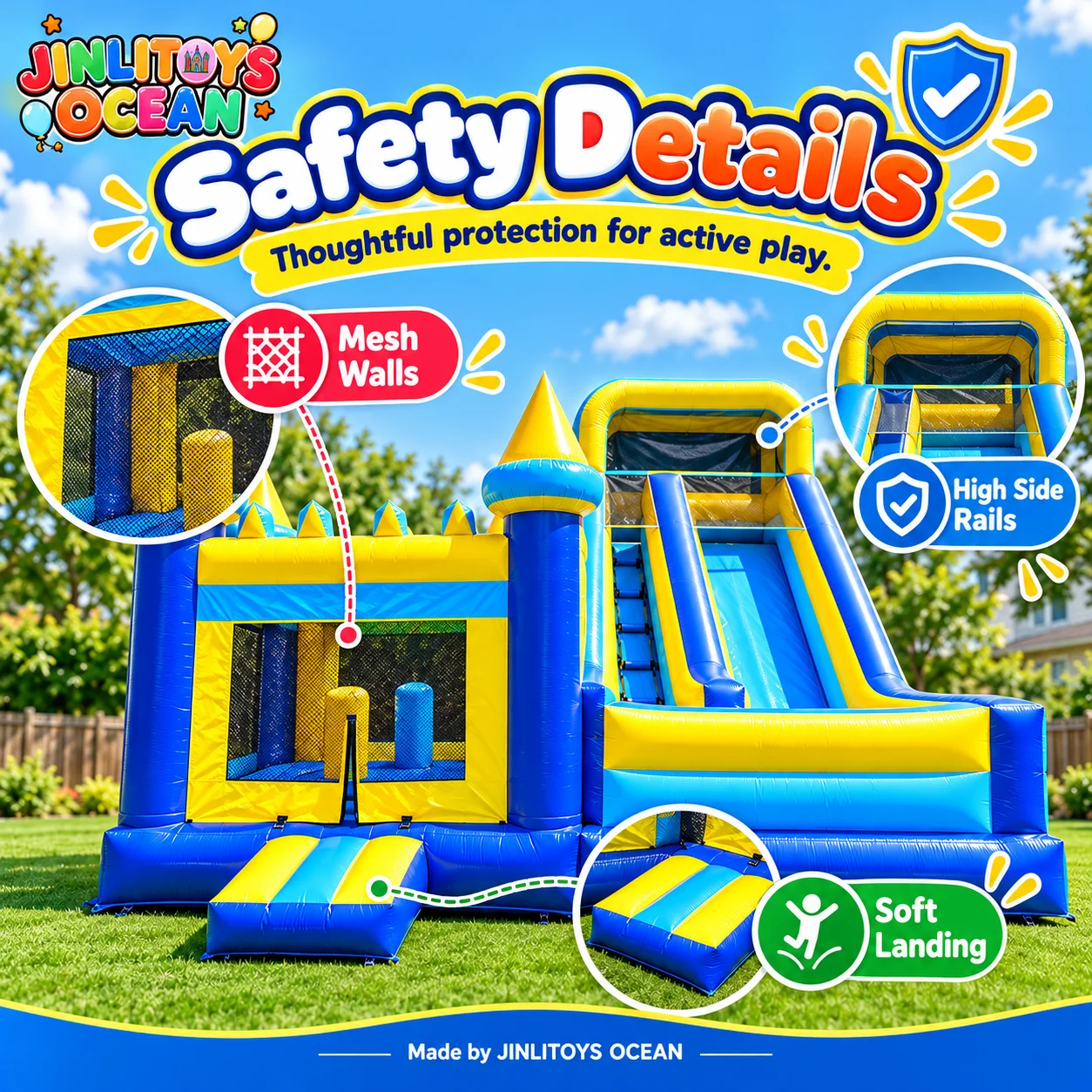 Commercial Inflatable Bounce House Combo Colorful Castle Inflatable Bouncy Castle With Slide for Kids Adults Party Event Rental