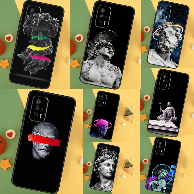  Greek God Statue Face Case For POCO F6 X6 X3 X5 M6 Pro F3 F5 M5s Xiaomi 14 Ultra 13 12 Lite 11T 12T 13T Pro Cover