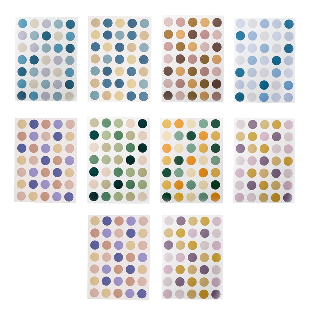 

20 Sheets Dot Stickers Color Coding Round Dots Kids Circle Scrapbooking Craft Seal Labels DIY Planner Decorations Smooth Surface