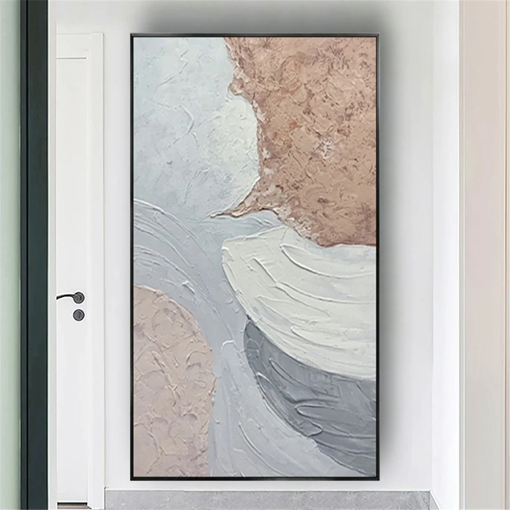 Abstract Sea Landscape oil Painting Of Blue seawater And gravel On Pink Beach Modern Wall Pictures For Living Room Decor Artwork