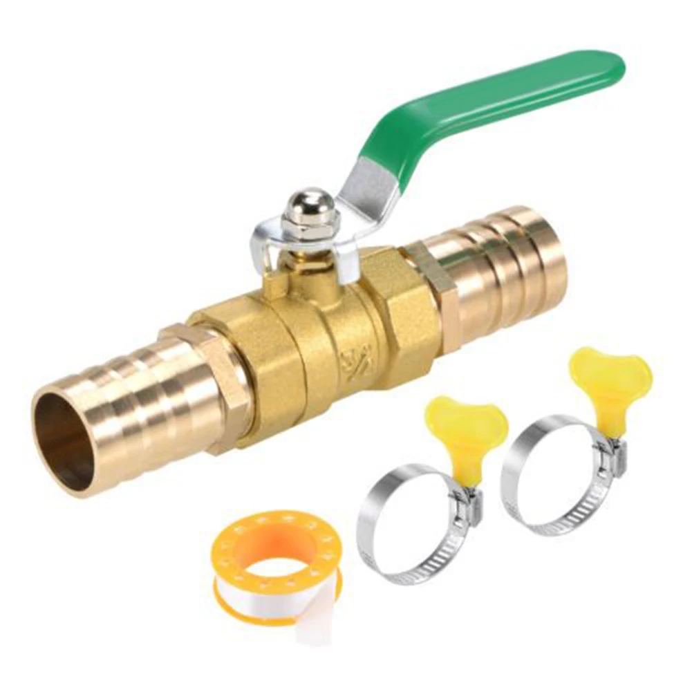 Hose Clamps Ball Valve 1 Pack 90-degree Grip Brass Brass Tone/green/silver Tone Stop Valve Thread Sealing Tape