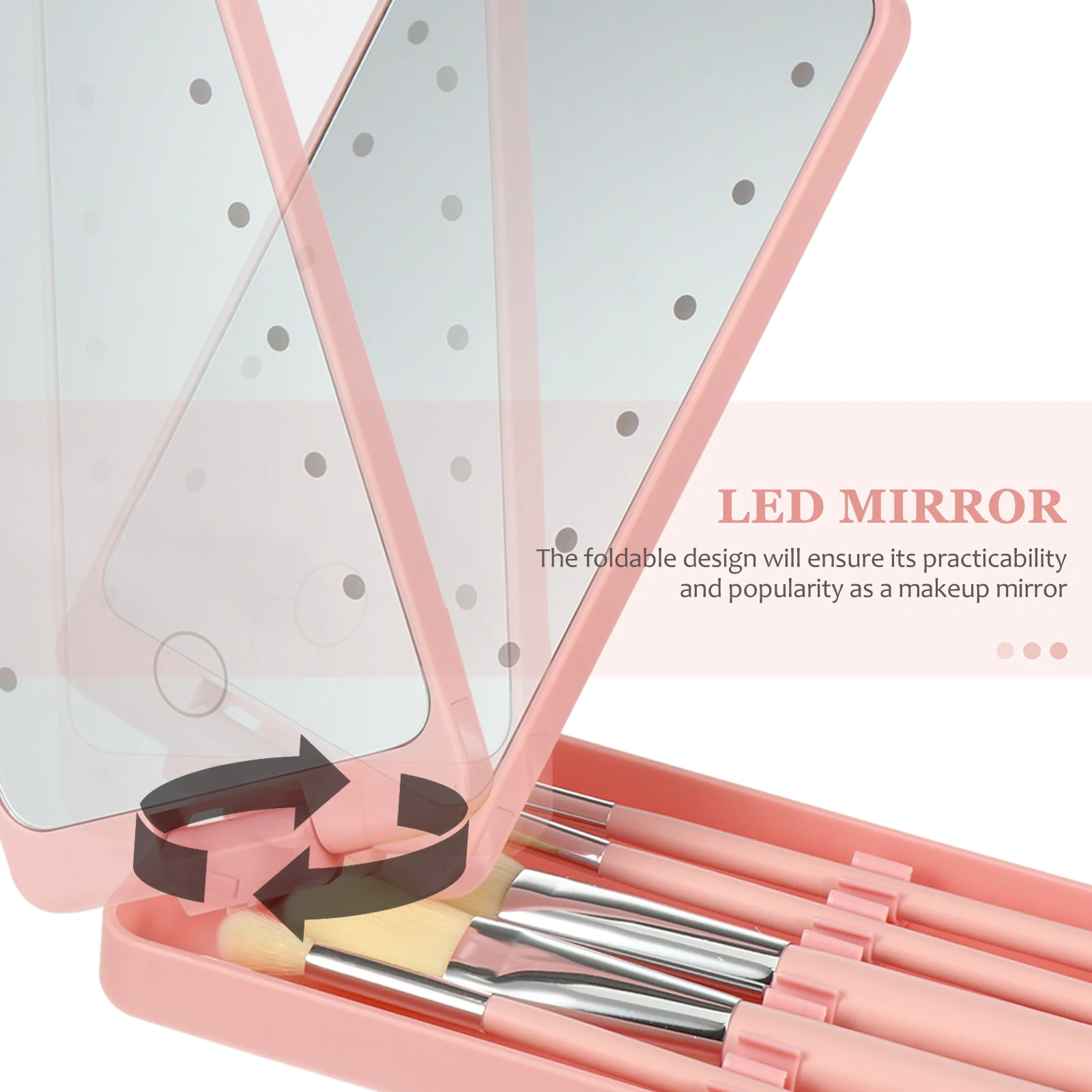 

ABS Mirror Set for Women Travel with LED Light Folding Design Vanity Hand Mirror Makeup Storage