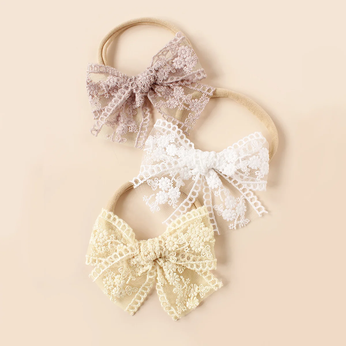 3Pcs/Set Princess Hairband For Girls Embroidery Lace Bow Knot Narrow Edge Kids Headband Baby Soft Elastic Hair Accessories