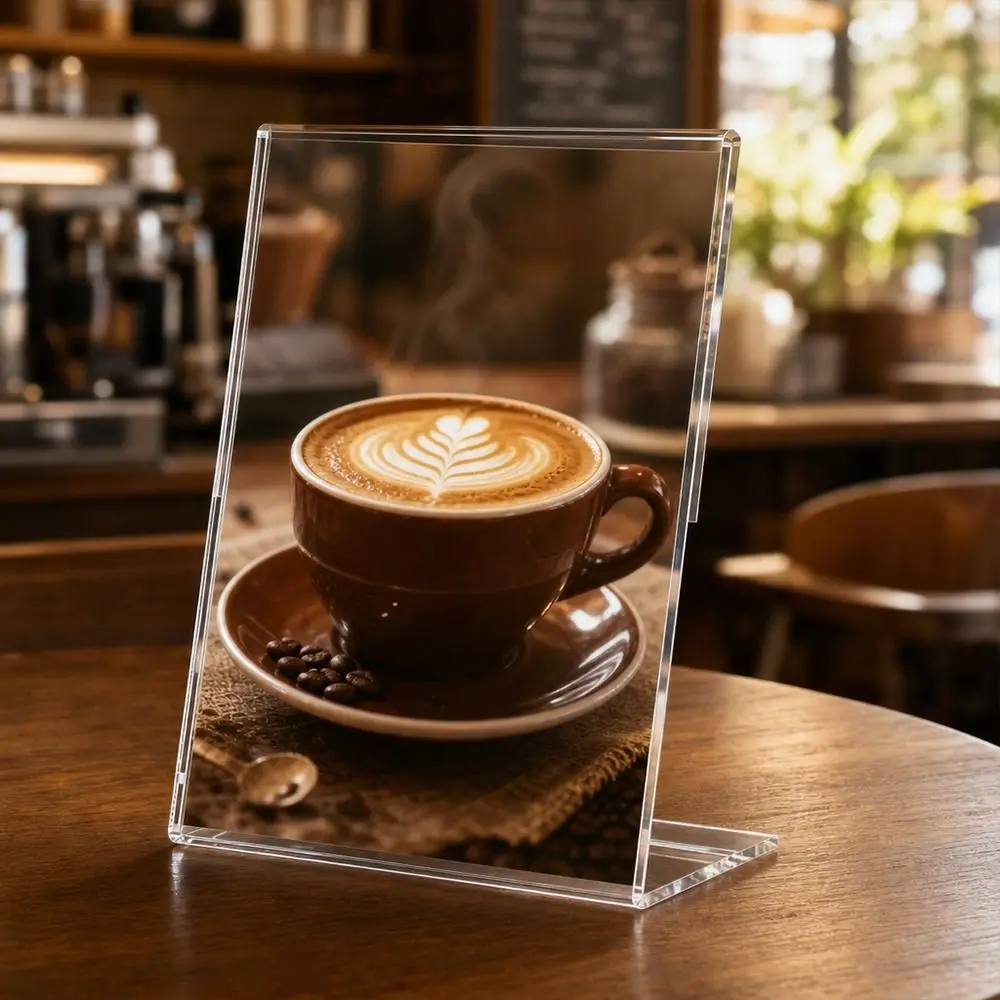 Durable A4/A5 Table Sign Holder Clear Transparent Double Side Acrylic Display Stand L-Type Ad Frame Card Holder Exhibit Display