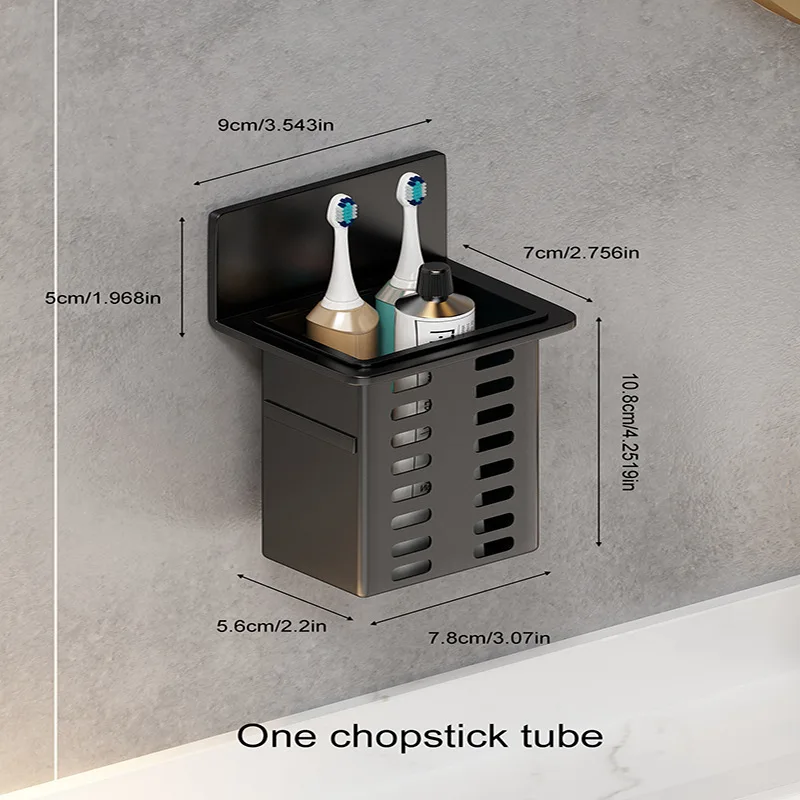 Wall-mounted Storage Rack Punch-free Draining Basket Storage Box Chopstick Cage Household Hanging Basket for Cosmetics image 4