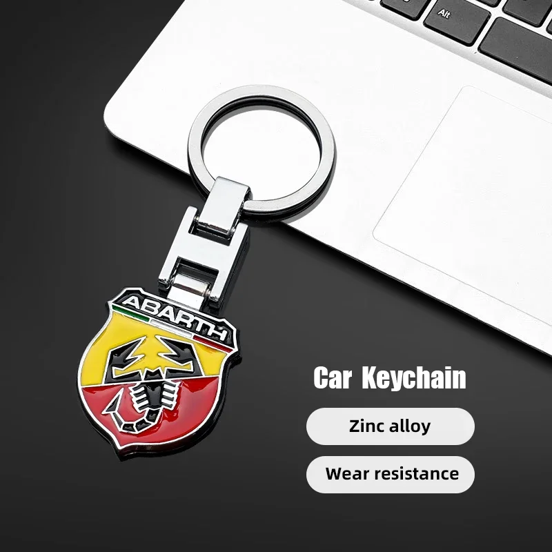 سيارة معدنية مفتاح سلسلة حلقة سبائك الزنك مزدوجة الجانب شارة مشبك ل أبارث فيات 595 أبارث 500 أبارث 124 العنكبوت الملحقات الداخلية #2