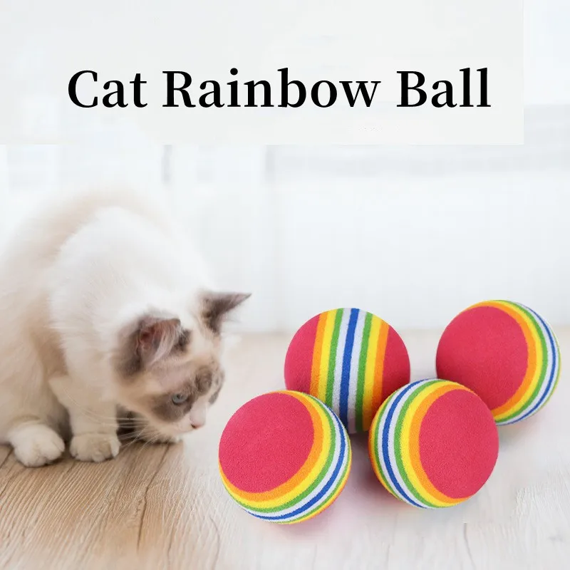 Rainbow cat toy ball cat solid elastic ball pet supplies kitten puppy ball toy teasing cat ball EVA floating water Toys ball