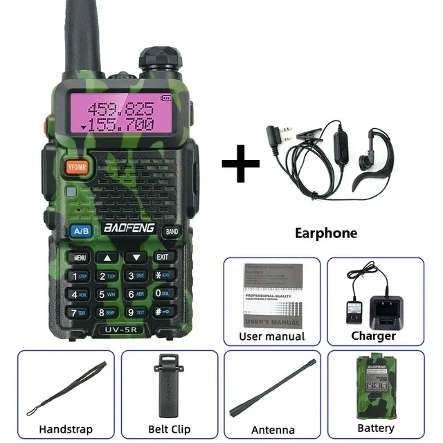BAOFENG UV-5R Camouflage High Power Walkie Talkie Anti-Interference Handheld Radio for Outdoor Civil Use