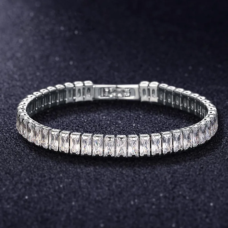 Luxury Wedding Shiny Bracelet & Bangles Zircon Hip Hop Jewelry Cut Round Square CZ Tennis Bangles for Woman Party Wholesale