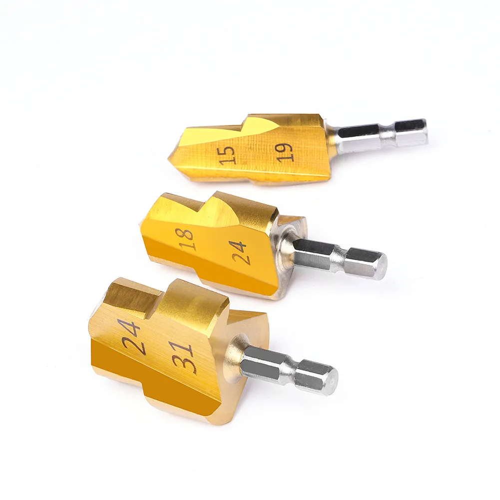 1 Pcs PPR Lifting Stepped Drill Bit Hexagon Shank Water Pipe Connection Tool 20/25/32mm Full Open Process