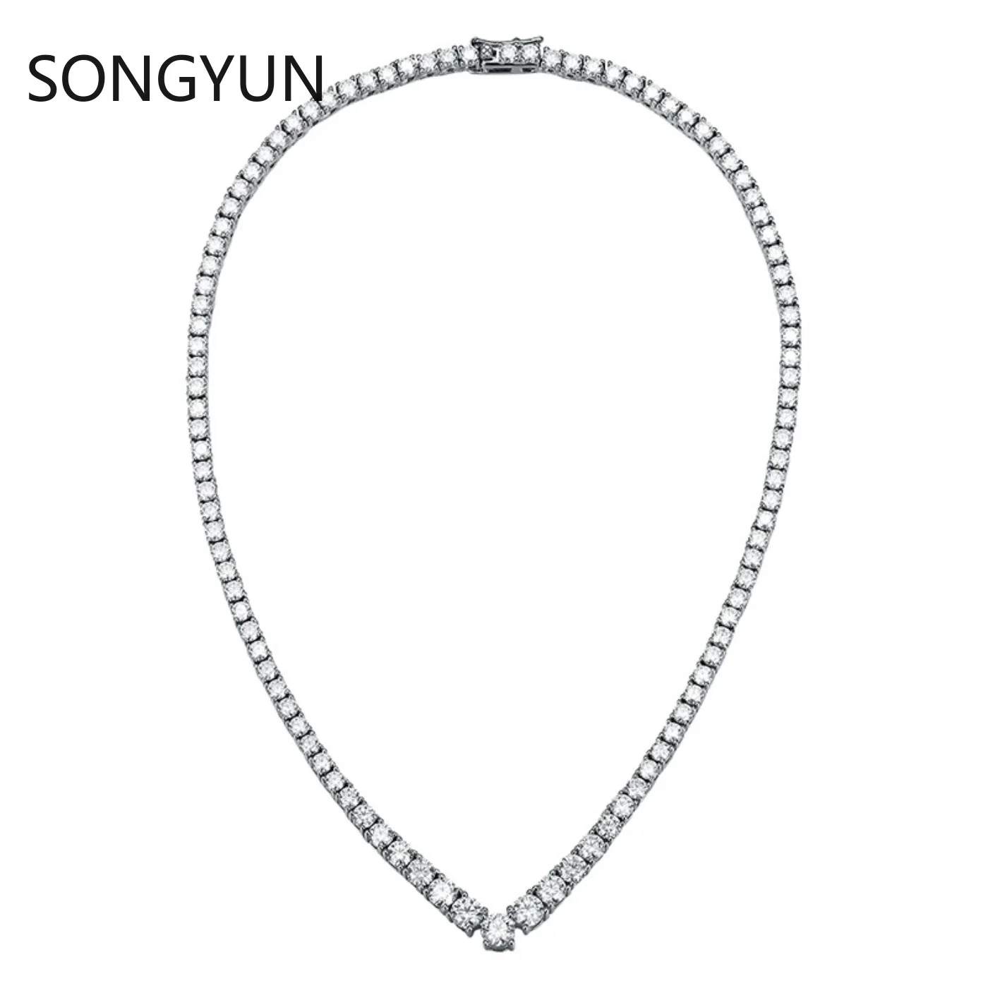 

SongYun Luxury Jewelry 925 Sterling Silver Tennis Chain Necklace For Women Men Moissanite Diamond Tennis Necklaces Fine Jewelry