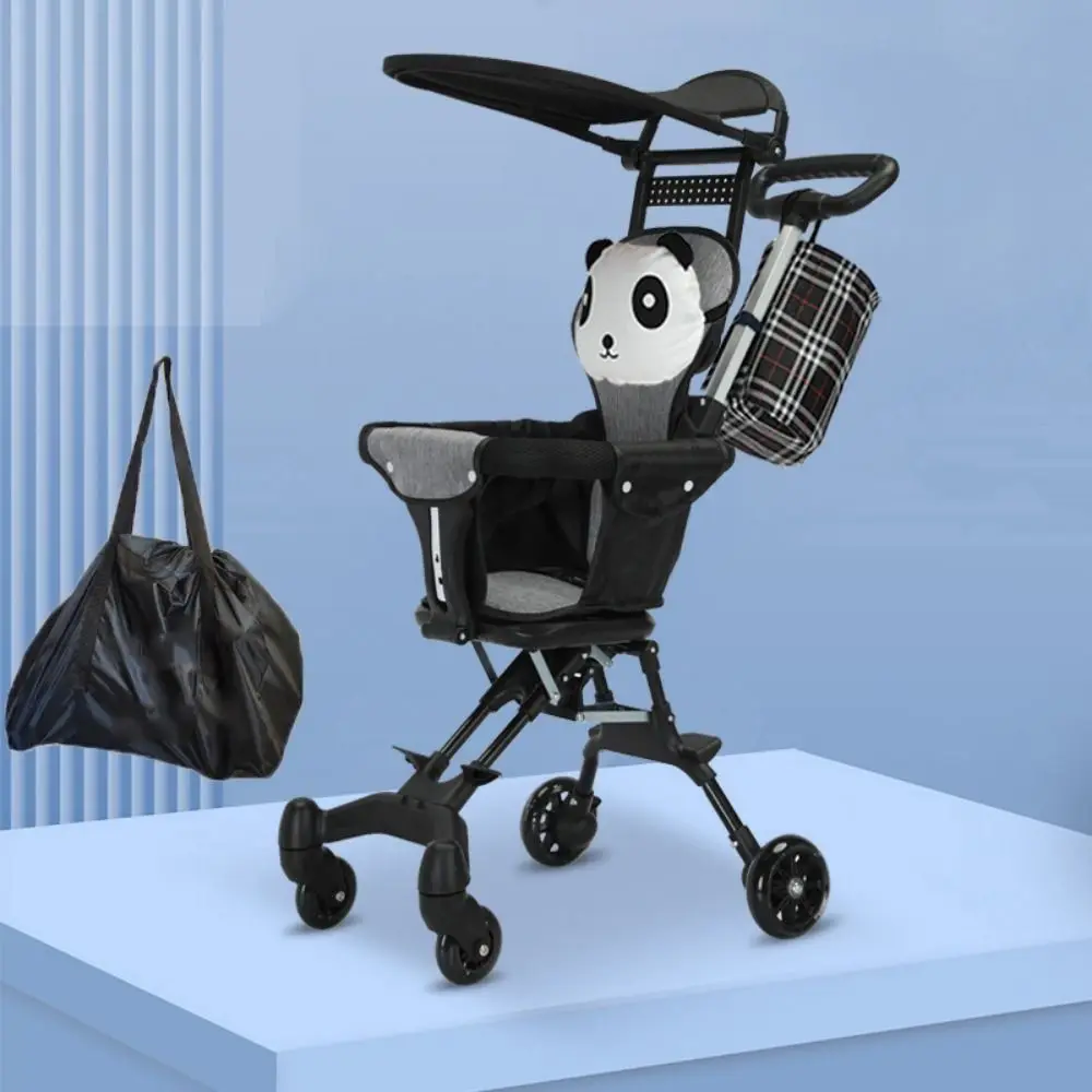 

Breathable Four-Wheel Travel Trolley 360° Wheel Foldable Folding Baby Stroller Adjustable Height Two-Ways Baby Strolling Car