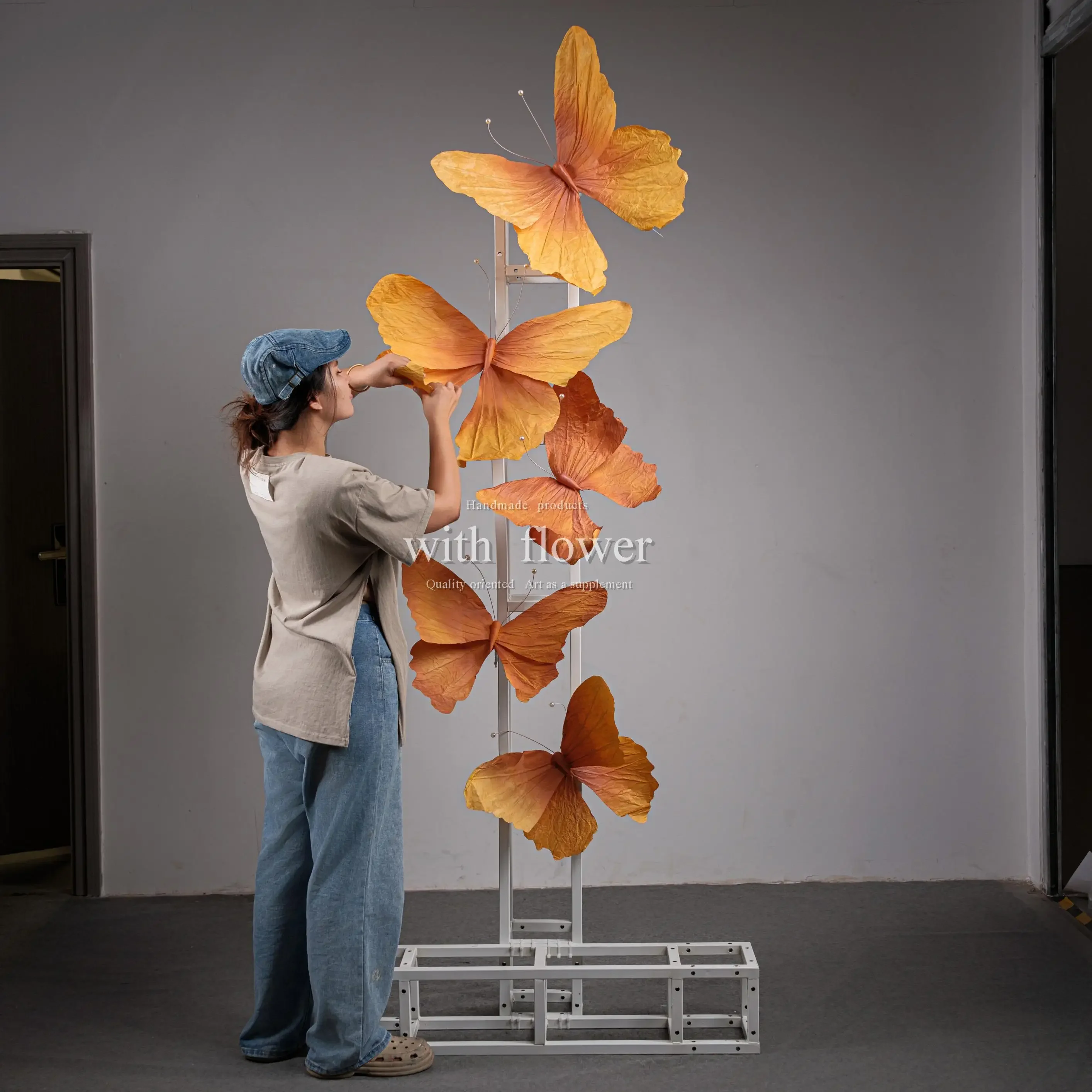 Butterfly flower pleated flower Meichen window ornament scene flower hand kneading paper