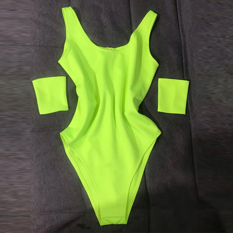 

Fluorescent Green High Fork Bodysuit Women Pole Dance Outfit Bar Ds Dj Gogo Dancer Costume Stage Show Rave Clubwear XS9433