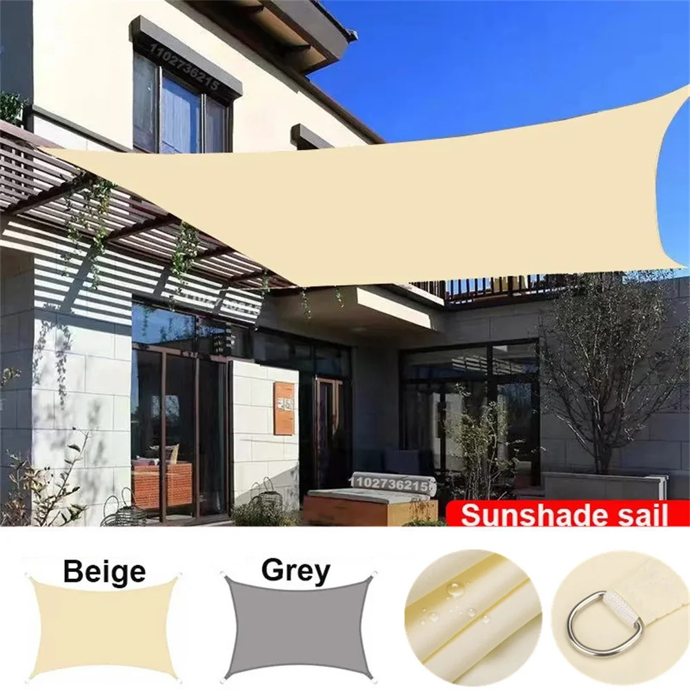 6*4m/5*3m Sun Shade Sail Beige/Gray Rectangle UV Block Sunshade Awning for Backyard Patio Garden Outdoor Activities Residential