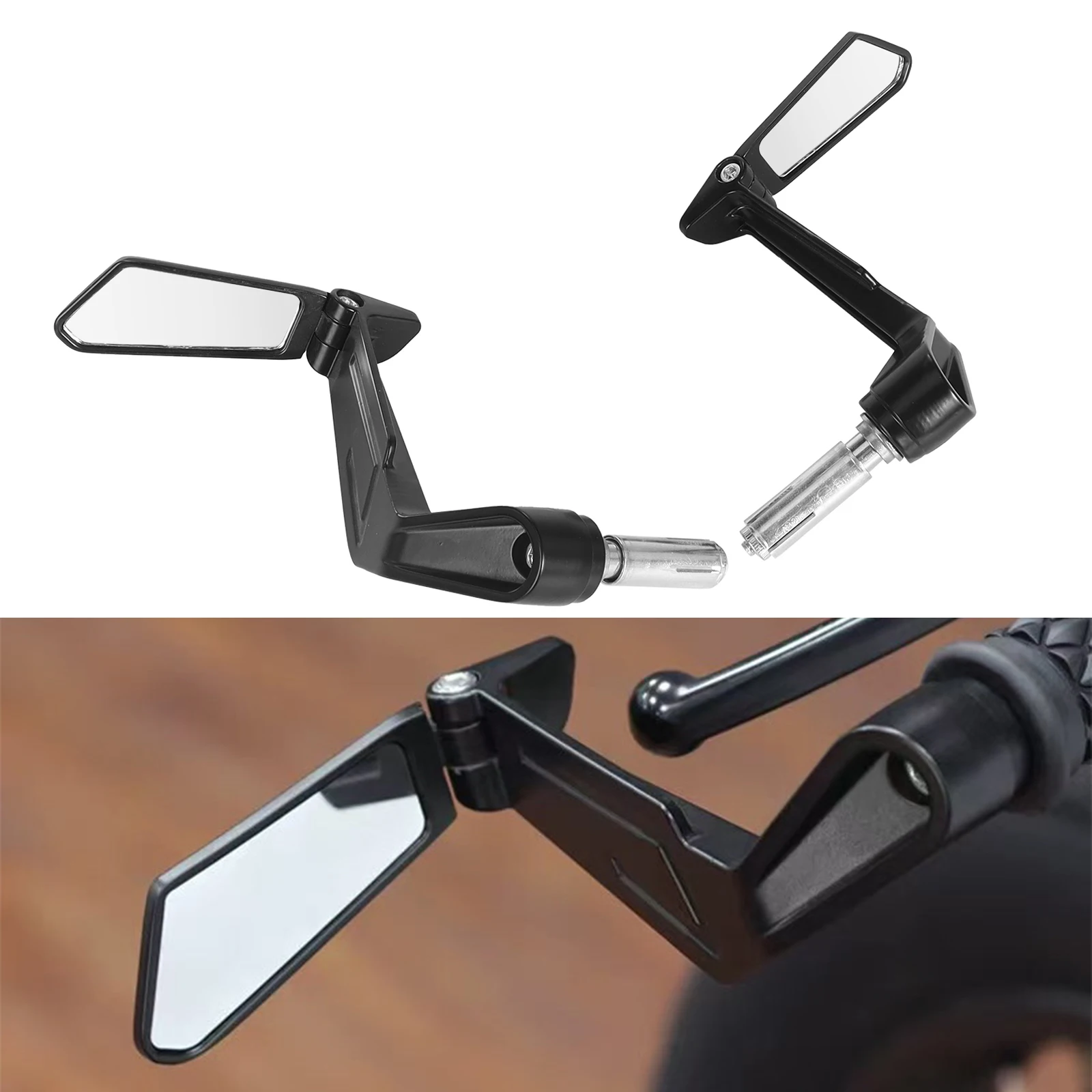 

Универсальные зеркала заднего вида для мотоциклов и скутеров 7/8" (22 мм) с защитой рычагов тормоза и сцепления, крепление на руль, защита от падения