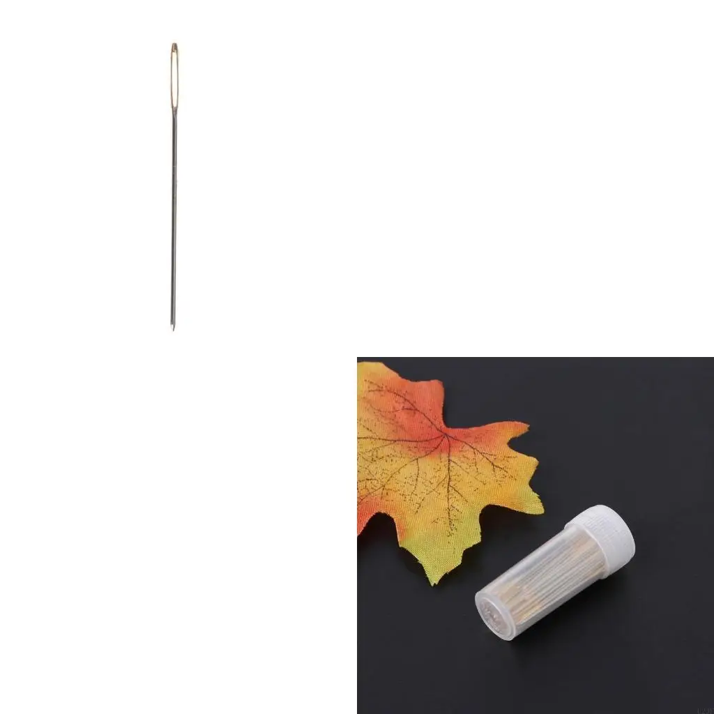 

100Pcs Large Eye Embroidery Needle with Storage Tube Large Eye Sewing Needle