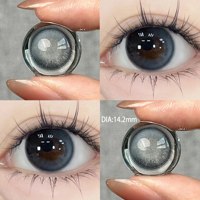 KSSEYE 2PCS Colored Contact Circular Lenses Degree -0.00 to -8.00 Gray Eyes Beauty Pupil Nature Brown Makeup Lens Free Shipping