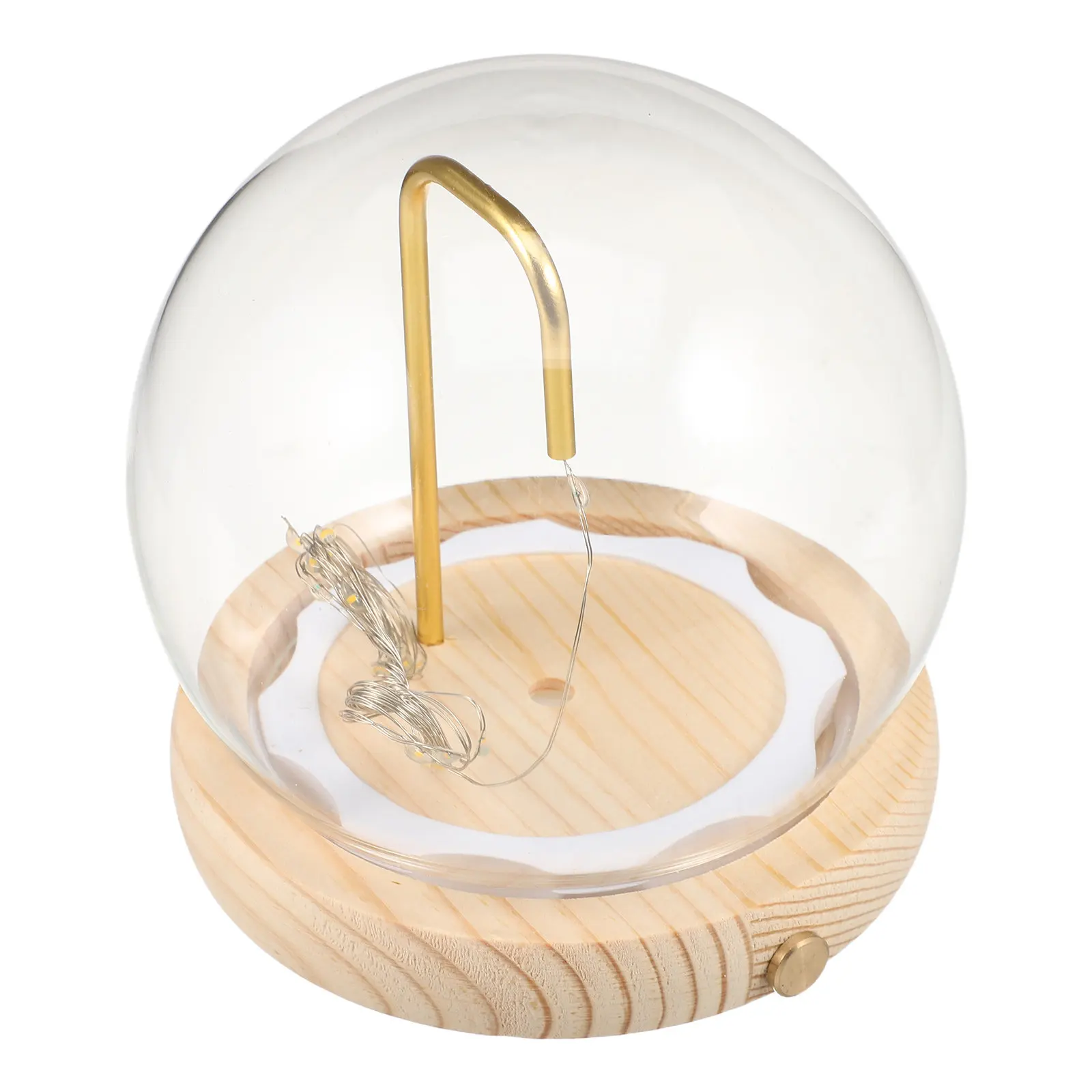 Glass Display Dome with Wood Base 4.72in Clear Cloche Lighting Dustproof Showcase for Miniature Scenes Keepsake Display