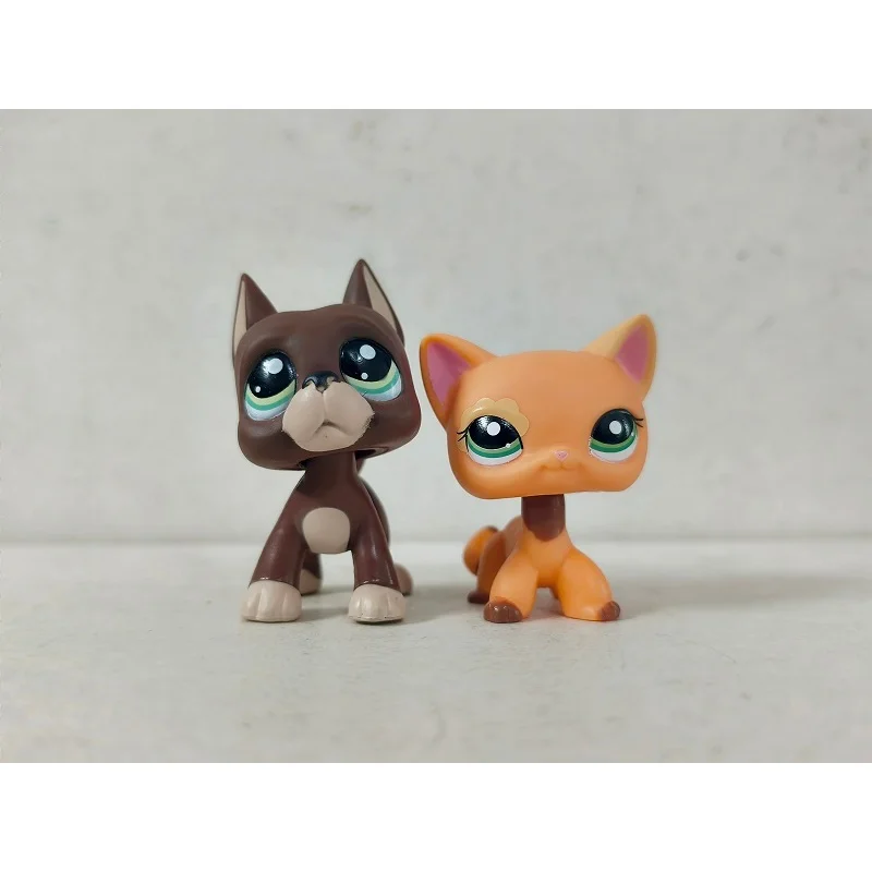 2 teile/los Mini Pet Shop Spielzeug Braun Hund Orange Katze # 1519 # 1643Tier-LPS-Figuren