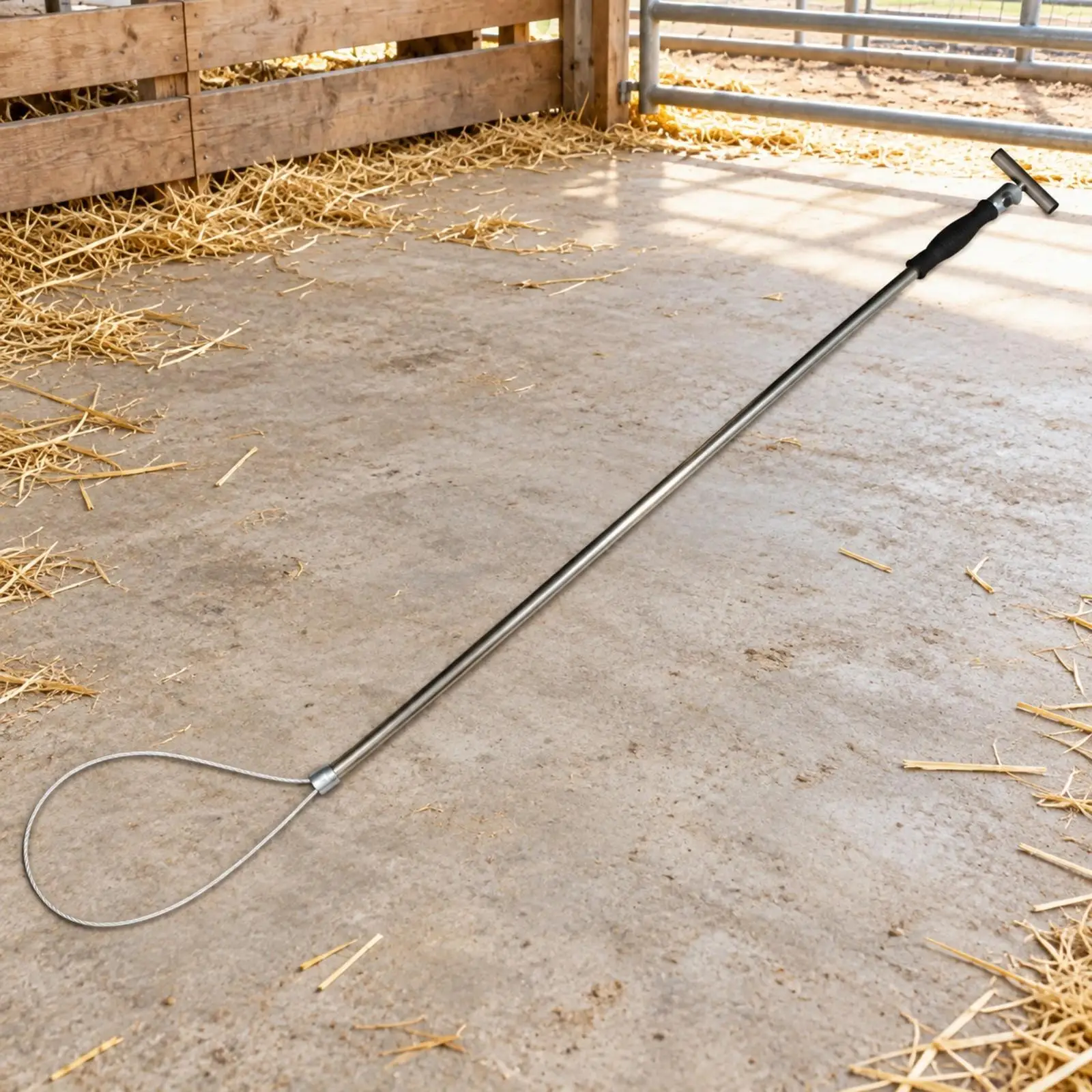 Livestock Pig Restraint Pole with Secure Wire Loop for Veterinary Professionals Heavy Duty Stainless Steel Handling Tool - view 4