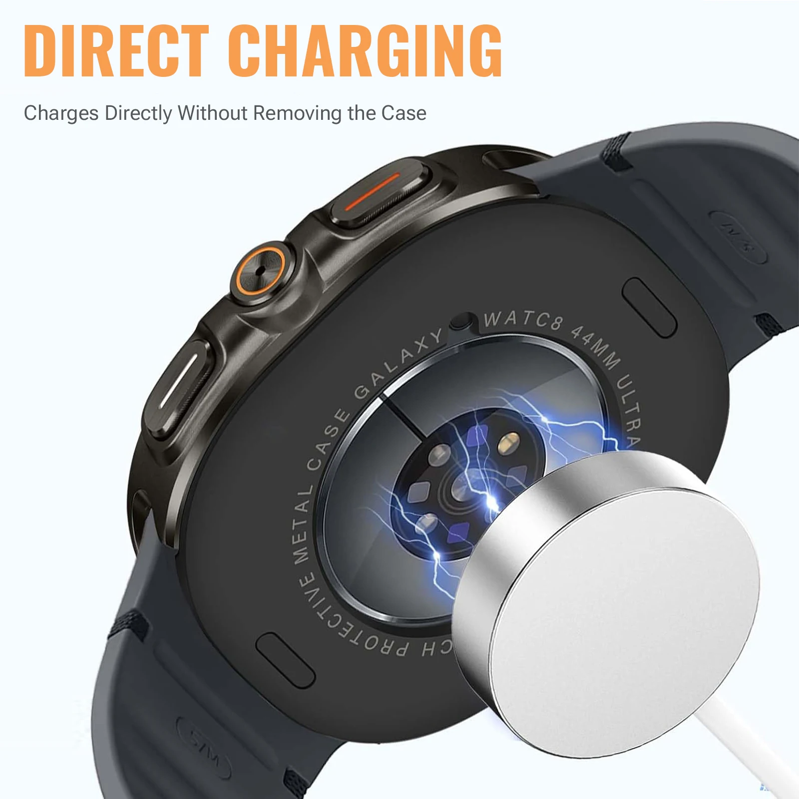 Rugged Case Compatible with Samsung Galaxy Watch 8 40mm 44mm with Back Cover Metal Bumper Ultra Thin Shockproof Protective Cover