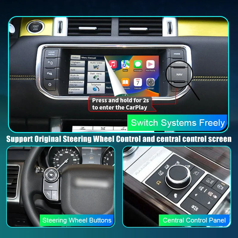 For Apple Wireless Carplay For Land Rover/Jaguar/Range Rover/Evoque/Discovery Android Auto Ai Box Multimedia USB Navigation DSP