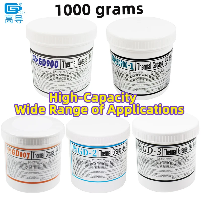 

GD900 GD007 GD-2 Thermal Grease Net Weight 1000g for CPU GPU LED PS5 Printer Cooling Cooler Paste Plaster Heat Sink Compound CN