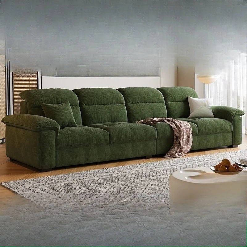 High backrest fabric sofa Minimalist living room Straight row flannel sofa