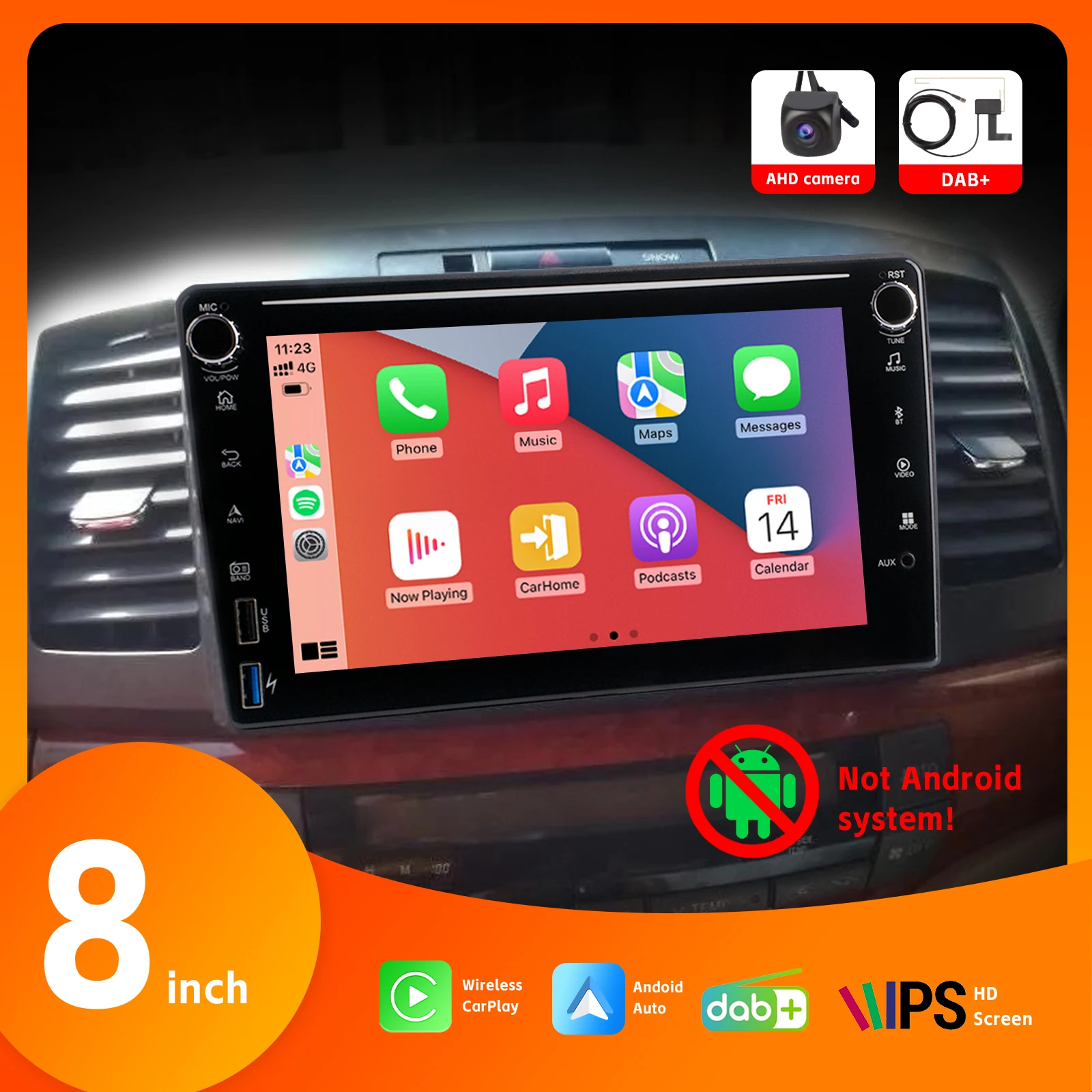 

8" IPS Touch Screen Car Radio with DAB Wireless Carplay Android Auto AHD Rear View Camera SWC DSP BT for Toyota Allion 2001-2007