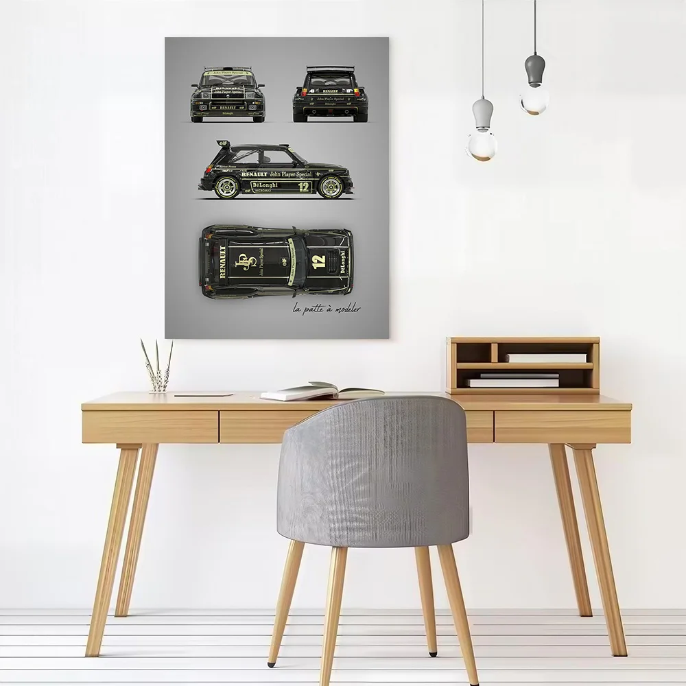 French Car 5 Turbo Printed Canvas Poster Custom Pictures Wall Art Canvas Painting for Home and Decoration Living Room Wand Deko