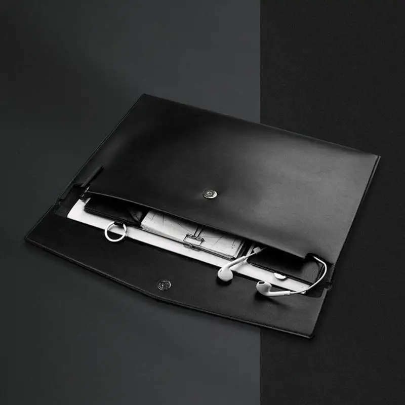 R53C Portable PU File Folders Button Closure File Bag Document Bag