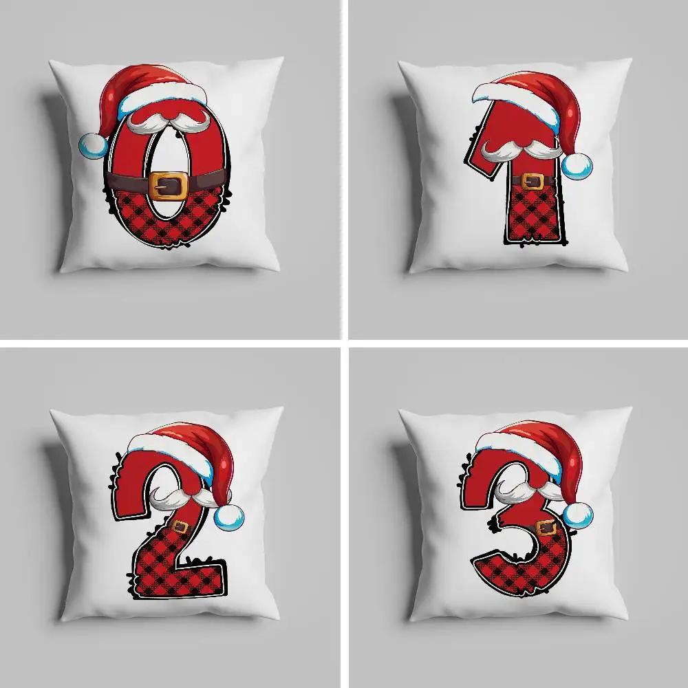 

Christmas Numbers 0-9 Pillow Case Pillowcase For Car Pillows 60x60 Cushions Luxury Double Sided Cover Home And Decoration Sofa