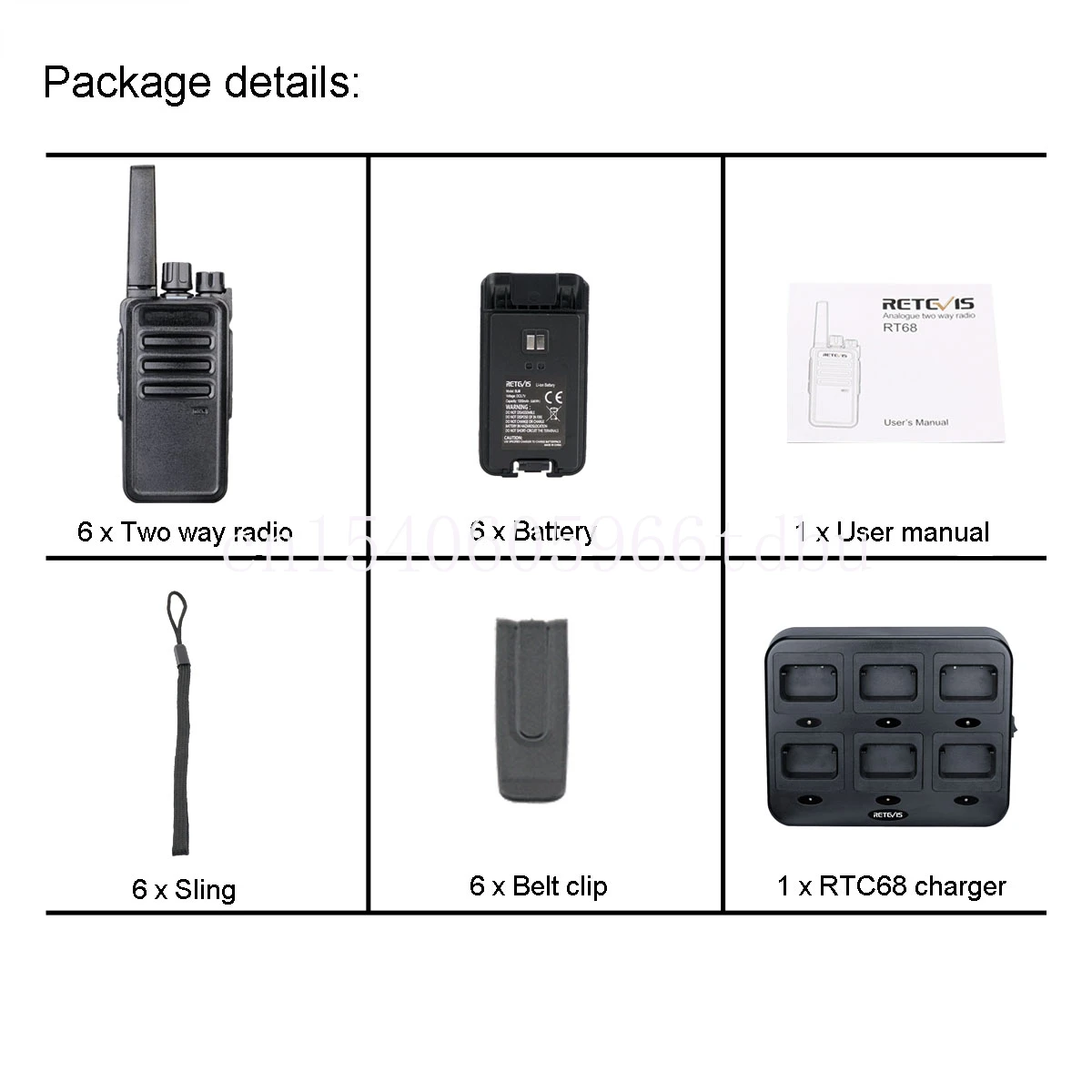 Walkie Talkie with Muti GANG Dock Charger Long Hand 6pack Long Range Radio Set with Muti Rapid Charger Retevis RT668 0.5W PMR446