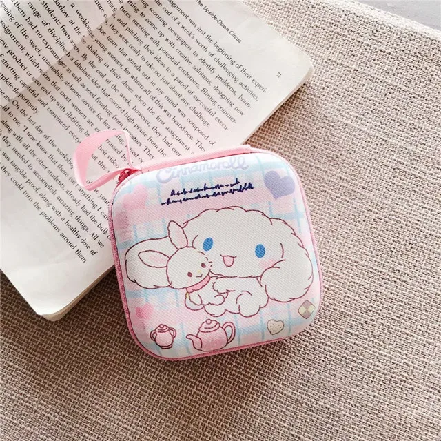 9.4cm*9.4cm Earphone Box Zipper Bag Cartoon Hello Kitty Cat Pom Pom Purin My Melody Pattern Cute Storage Bag Pouch For Headphone