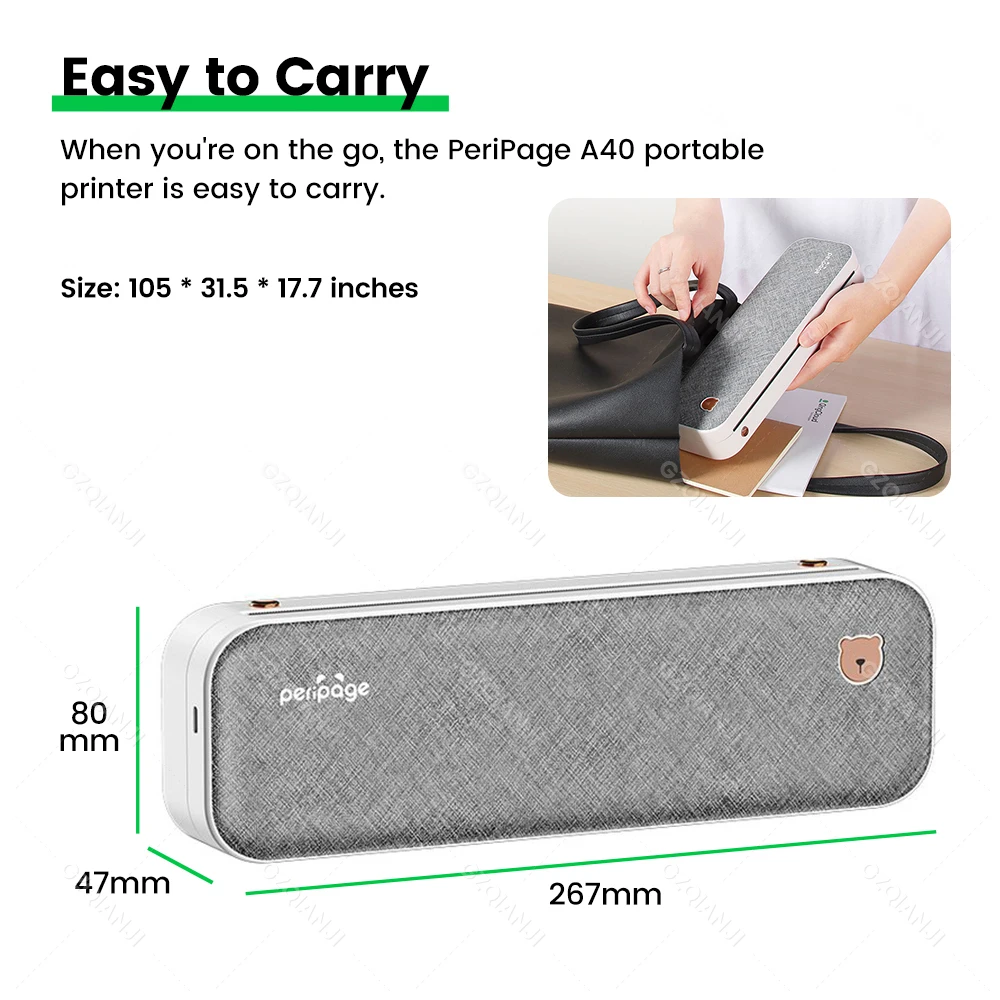 Peripage-Impresora térmica A40 de 304DPI, miniimpresora portátil sin tinta, fabricante de etiquetas para viaje y coche, impresión de documentos móvil, 203dpi