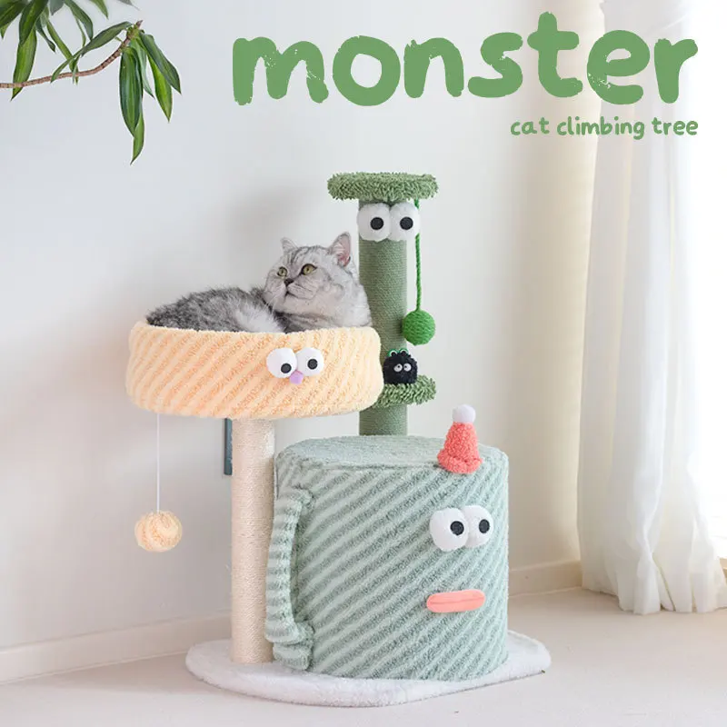 Little Monster cat climbing frame Cat Nest Toys tower Villa Colored Sisal Grab Pillar pet accessories furniture tree house