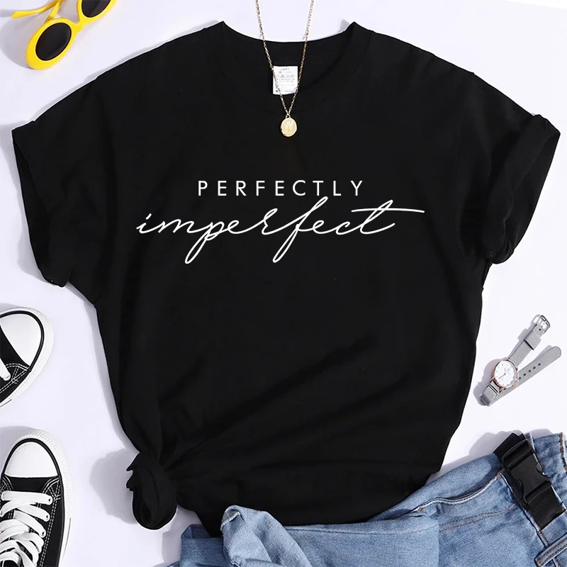 Men men's Fashion Casual Perfectly Imperfect Letter Printed Funny Short Sleeves T Shirt Tops