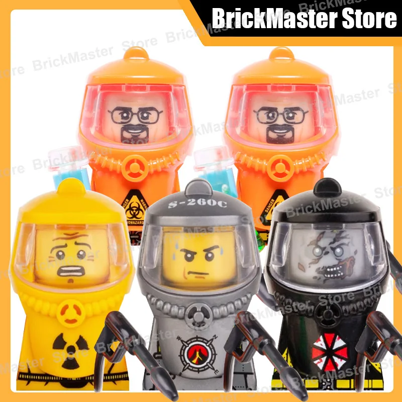 MOC City Halloween Soldier Figure Building Blocks Firefighter Injured Street View Warrior DIY Printed Assembled Bricks Toy Gifts